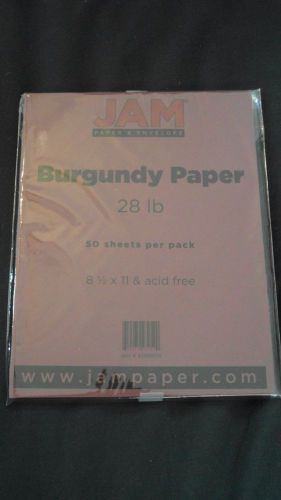 Brand New Jam Burgundy Paper 28 lb 8.5 x 11 &amp; Acid Free 50 Sheets