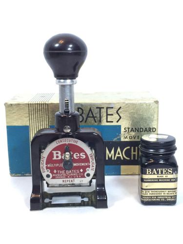 Bates Numbering Machine Standard Movement 6 Wheels Old #1130 with Box