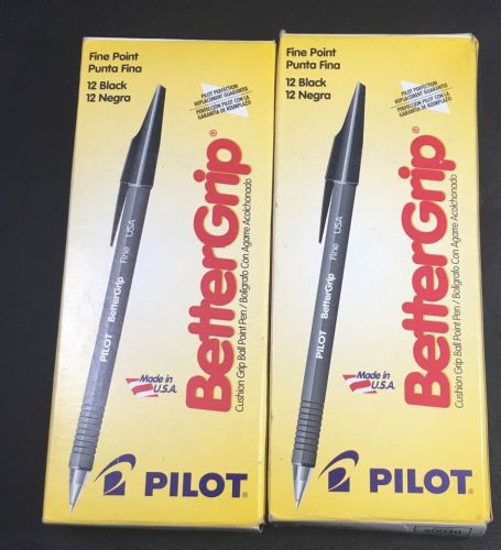 24 PILOT BETTER GRIP BALLPOINT PENS FINE BLACK 30040