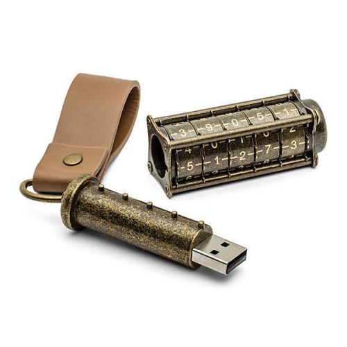 Cryptex Steampunk 16GB USB Flash Drive Leonardo Da Vinci Style Mechanical Lock