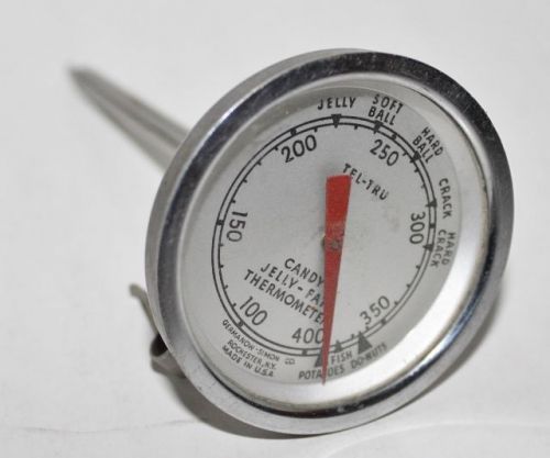 Vtg germanow-simon stainless steel thermometer tel-tru - candy jelly fat for sale