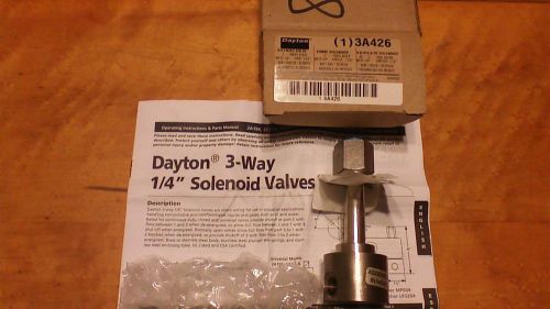 Dayton 3 Way Solenoid Valve 3A426 1/4 NPTF 1/16 Port. New!