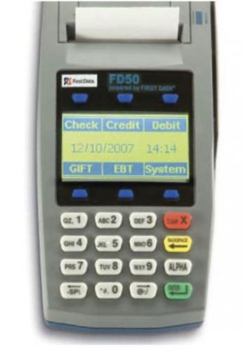 First Data FD50 Dual Comm/IP Credit Card Machine w/ power adapter--FREE Paper