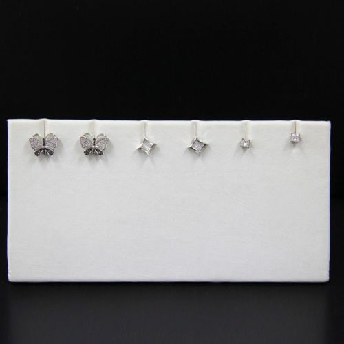 Earring or Pendant L-Shaped Stand 3 Pairs White Faux Leather