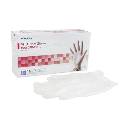 Mckesson medical gloves nonsterile vinyl powder free x-large 3 boxes=300/100 box for sale