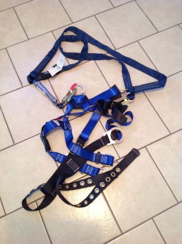 Falltech 7241Y Universal Size Contractor Full Body Harness Fall Protection Blue