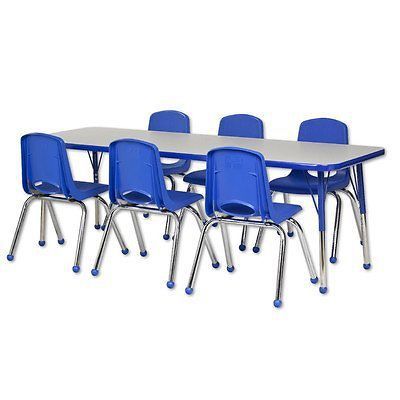 Ecrk-elr14109p6x14gnvc-7 piece 72\&#034; x 24\&#034; rectangular classroom table and 14\&#034; for sale