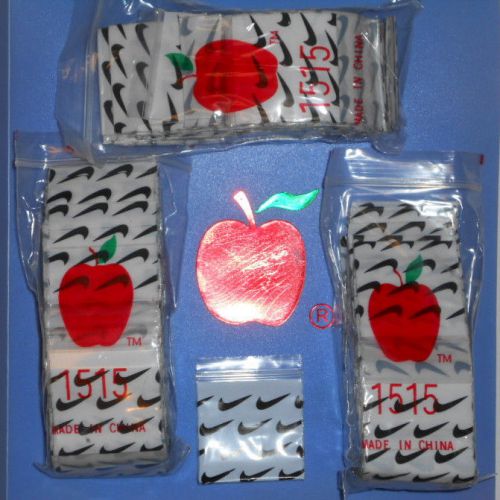 apple brand baggies zippitz bags 1.5&#034;x1.5&#034; 1515 size swoosh 300ct  Sick Price!