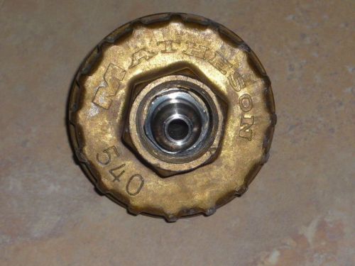 Matheson Vintage Oxygen Handtite Nut &amp; Stainless Steel Nipple CGA 540