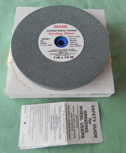NOS SEARS CRAFTSMAN 7x1/2x1 SILICON CARBIDE MADE USA MED 60 GRIT GRINDING WHEEL
