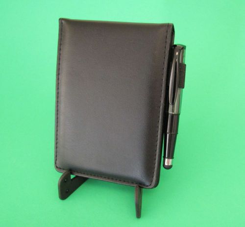 Jotter note pad black 3.5&#034;x5&#034; w/ mini pen + stylus combo and 2 slots card holder for sale