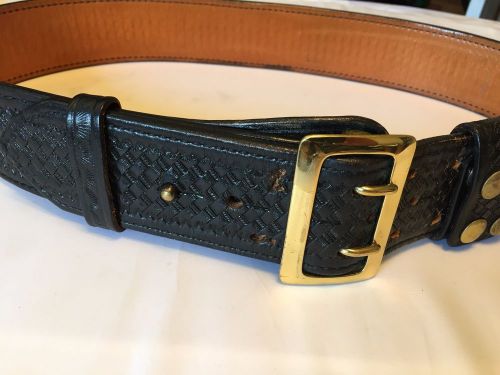Don Hume Model B101 Black Basket Weave Size 36 Police Duty Belt + 2 belt keepers