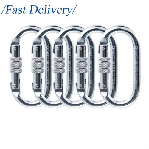5 Pack 22kN Screw Gate Steel Carabiners for Climbing Tree Working Pulley System