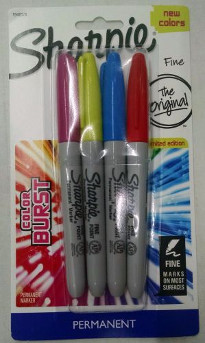 Sharpie® Color Burst Permanent Markers, Fine Point, Assorted, 4 Pack