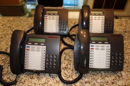 Lot of 4 Mitel Superset 4025 Speaker Display (Dark Grey) w/ Handsets