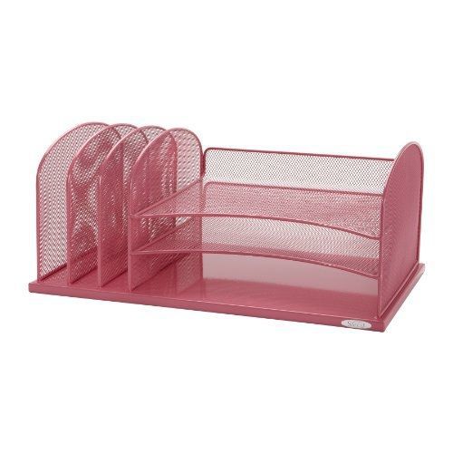 Safco Products 5902PI Onyx Mesh Desktop Organizer with 3 Vertical/3 Horizontal