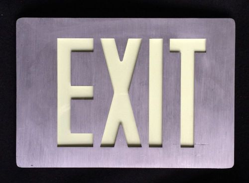 Brushed Stainless Photoluminescent Exit Sign Used Good Condition See Photos