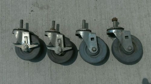 Set of 4   4&#034; x 1.25&#034;  Industrial Caster Cart rubber Wheels Swivel with locks