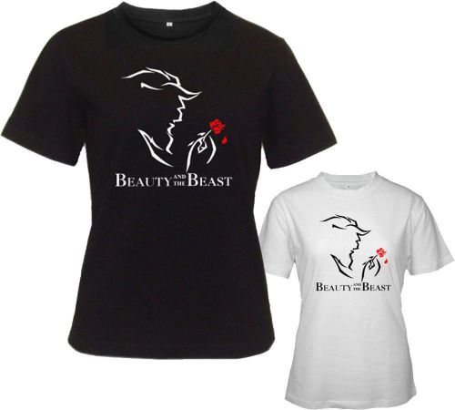 BEAUTY AND THE BEAST Broadway Musical Show Womens White Black T-Shirt Size S-2XL