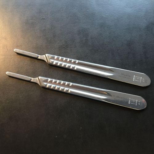 (2) V. MUELLER SU1404-001 Number 4 Scalpel Knife Handles Germany 37 XRFJ Nice!