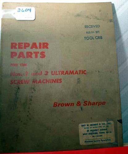 B &amp; S No.2 and No. 3 Screw Machine Manual, Inv 2604