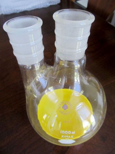 Ace Glass Kimax 2-Neck 1000 mL 29/42 Chemistry Flask, Labware: Used Condition!