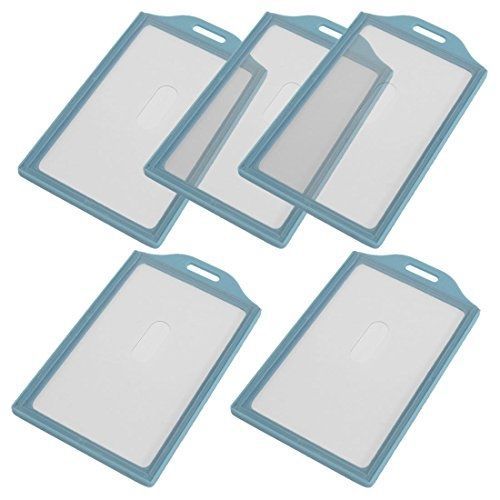 Uxcell plastic vertical business id card holder, 5pcs, light blue clear for sale