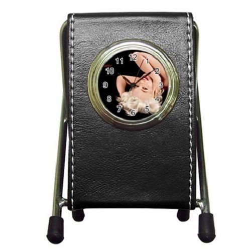 Vintage Celebrities Marilyn Monroe (2 in 1) Leather Pen Holder and Desktop Clock