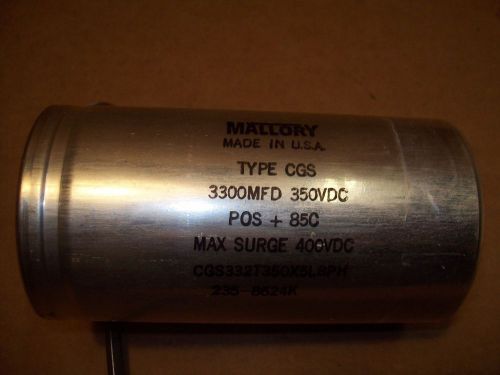 MALLORY CAPACITOR  CGS332T350X5L8PH 3300MFD 350VDC 400VDC SURGE P203