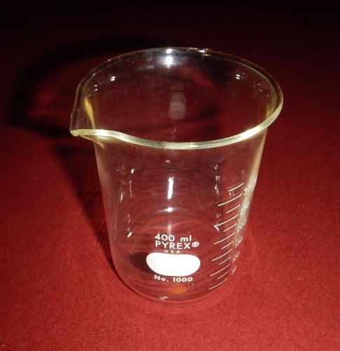 PYREX 400ML GRADUATED SPOUT BEAKER LAB GLASS NO. 1000 NICE CLEAN PIECE USA