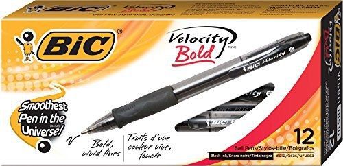 BIC Velocity Bold Ball Pen, Bold Point (1.6mm), Black, 12-Count