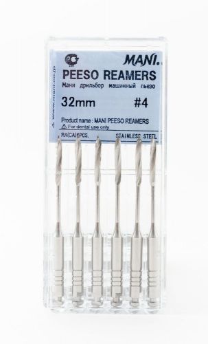 Dental Endodontic Peeso Reamers Root Canal Drills 32mm Size #4 pack of 6 MANI
