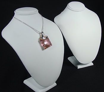 2Pc SET 7.5&#034; WHITE LEATHERETTE JEWELRY DISPLAY BUST NECKLACE CHAIN PENDANT JA3W2