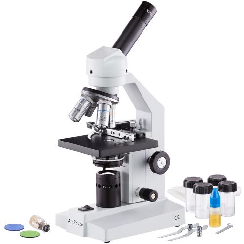 AmScope M500-MS 40X-1000X Veterinary Compound Microscope with Mechanical Stage