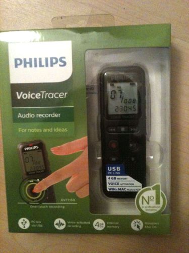NEW Philips Voice Tracer Audio Recorder DVT1150 4GB USB PC Link