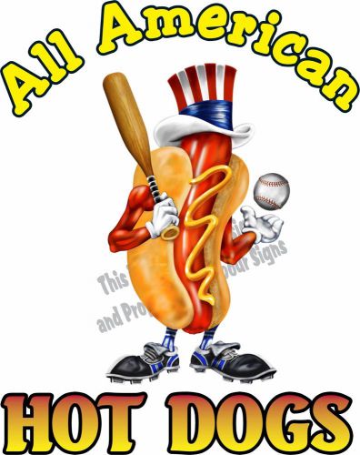 14&#034; All American Hot Dogs DECAL Concession Food Truck Restaurant Vinyl Menu Sign
