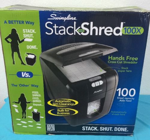 Swingline Stack-and-Shred 100X, 100 Sheets-Cross-Cut, Black (1757571) NEW (D21)