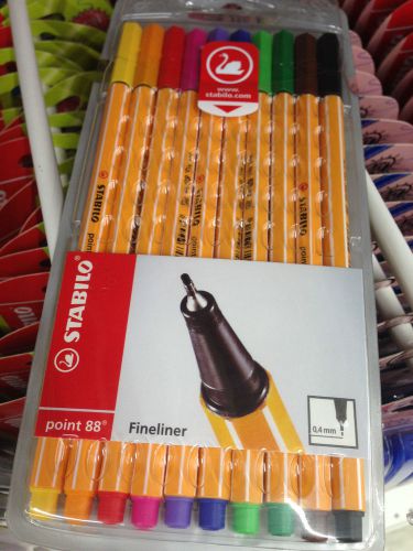 Stabilo 88 Series 10 Point 88 Fineliner with 0.4mm Tip 10 Piece Set For Coloring