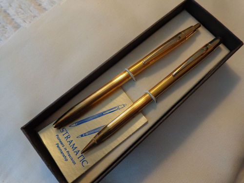 Astranatic (Bradley) Ballpoint Pen &amp; Pencil set Gold Toned Original Box