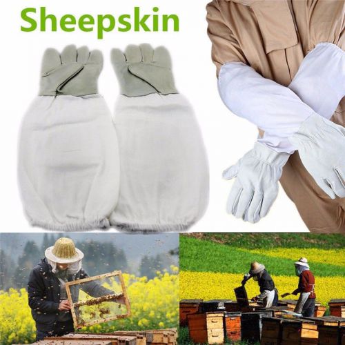 Anti-sting Long Sleeve Suede Bee Work Gloves Beekeeping Tool 52cm/20.44&#039;&#039; 1 Pair