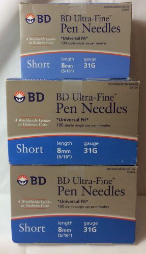 BD Pen Needles Short Tips Ultra Fine 5 Boxes 8 mm 31 Gauge Total 500