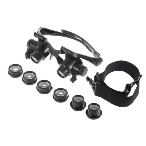 10X 15X 20X 25X LED Glasses Jeweler Magnifier Watch Repair Magnifying Loupe vv