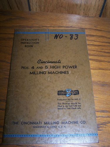 cincinnati milling machine manual