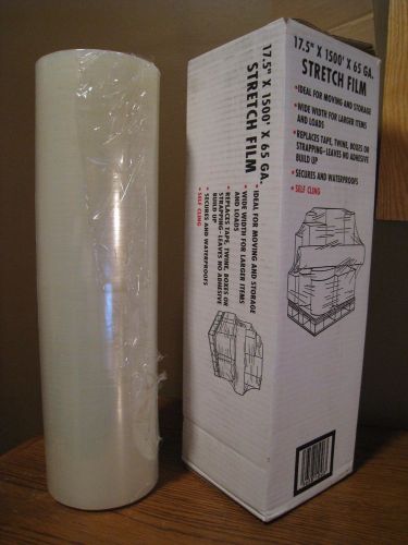 1 roll hand stretch wrap shrink film banding 17.5&#034; 65 gauge 1500&#039; clear plastic for sale