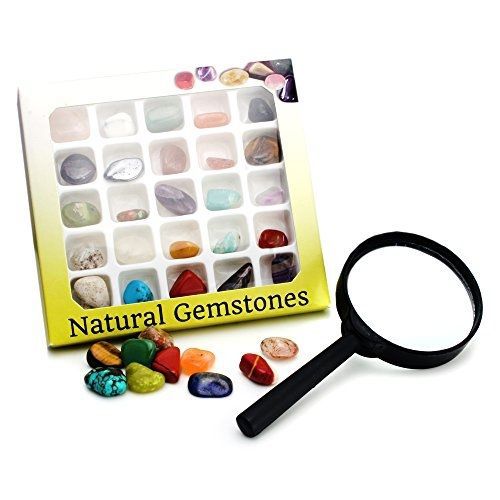 Beadnova beadnova variety gemstone collection box with magnifier reading glass for sale