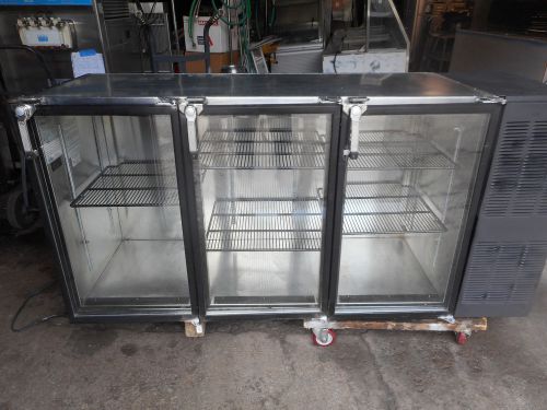 3-dr. glass back bar cooler, glastender, 115v, super clean! for sale
