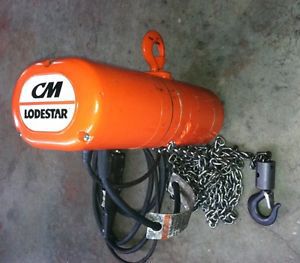 Cm lodestar 1/2 ton electric chain hoist f2 16/5 fpm 460v 3ph for sale