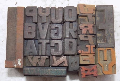 Letterpress Letter Wood Type Printers Block &#034;Lot Of 26&#034; Typography #bc-786