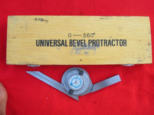 UNIVERSAL BEVEL / PROTRACTOR 0-360 , IGE- 5&#039; , #940534, w/ Wood Box see 12 pic&#039;s