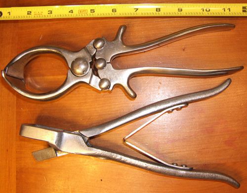 Vintage Veterinary tools, castrator, ear notcher